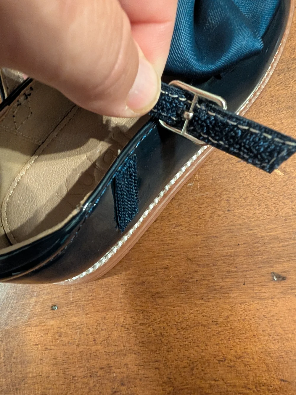Patent Navy Bow T-Strap Girls Dress Shoes